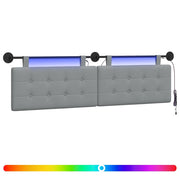 Testiera | Testata sospesa Con luce LED Grigio Chiaro Tessuto