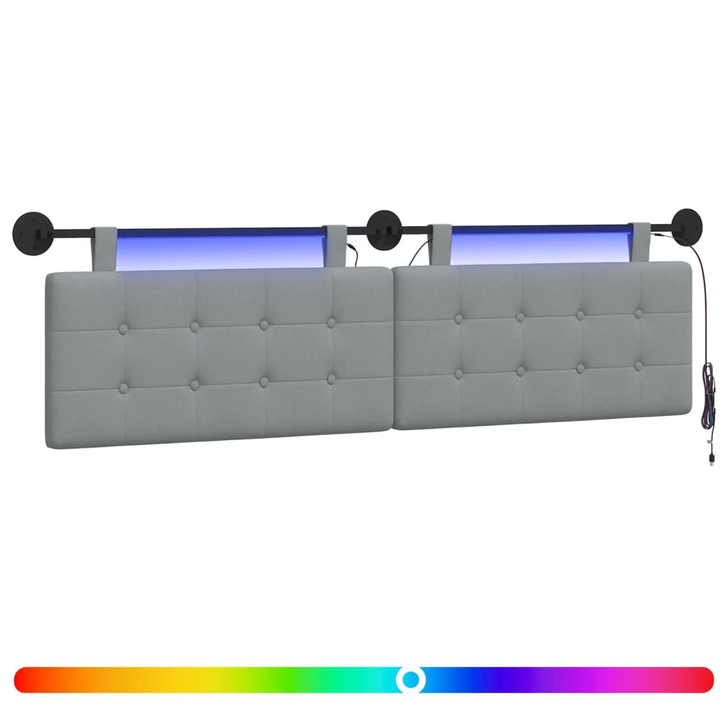 Testiera | Testata sospesa Con luce LED Grigio Chiaro Tessuto