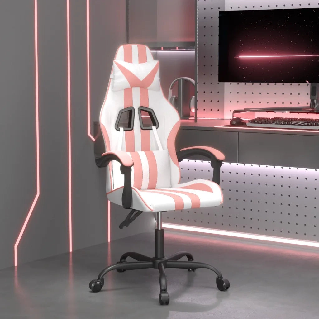 Sedia da Gaming Bianco e Rosa in Similpelle 3143827