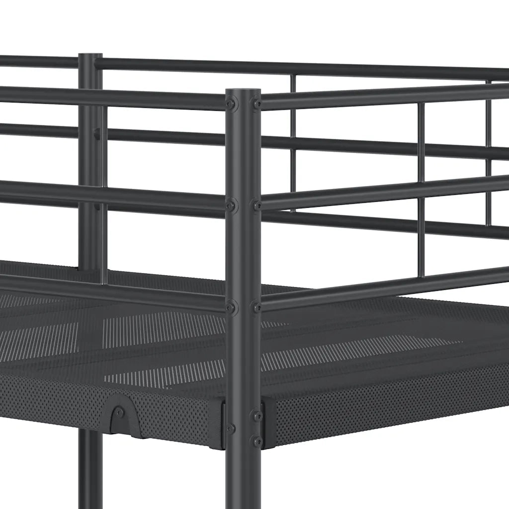 Letto a Castello senza Materasso Nero 90x190 cm in Acciaio 42000321