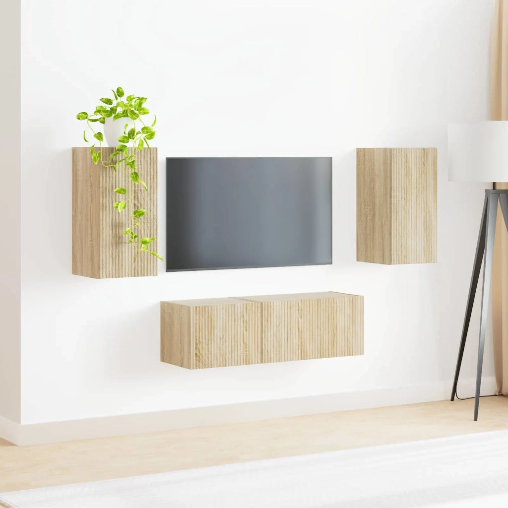 Set di Mobiletto da TV a Parete 4 pcs Rovere Sonoma