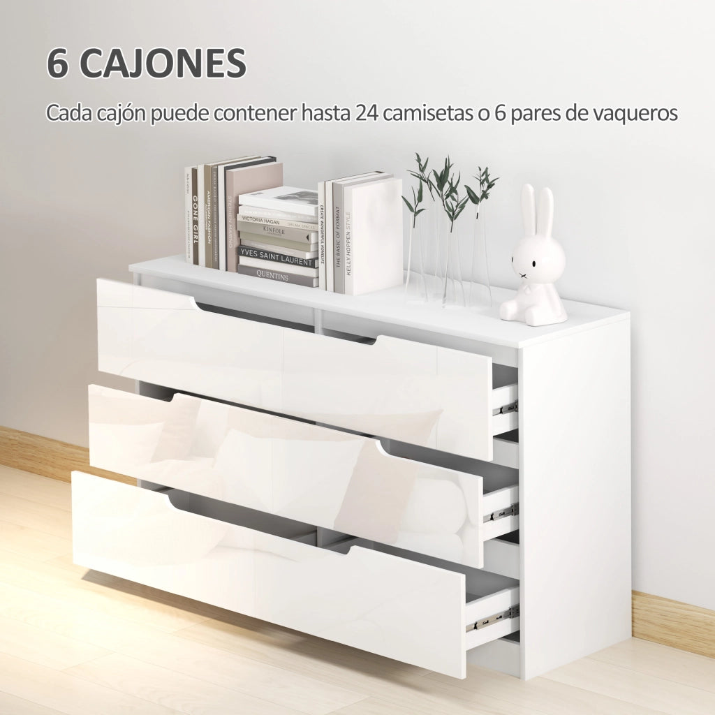 Cassettiera 6 Cassetti ¨C Xylo ¨C Bianco Moderno 120x40x75 cm