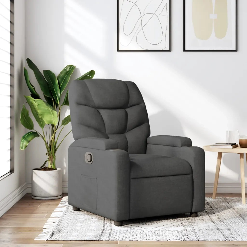 Poltrona reclinabile in tessuto grigio scuro 3205609