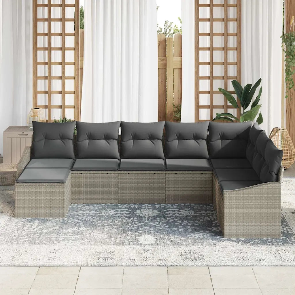 Set di divani con cuscino 8 pcs Grigio chiaro polyrattan 3346842