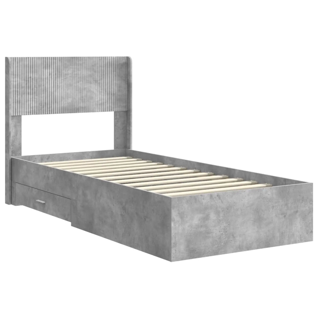 Struttura del letto con stoccaggio e testata Grigio Cemento 3414510