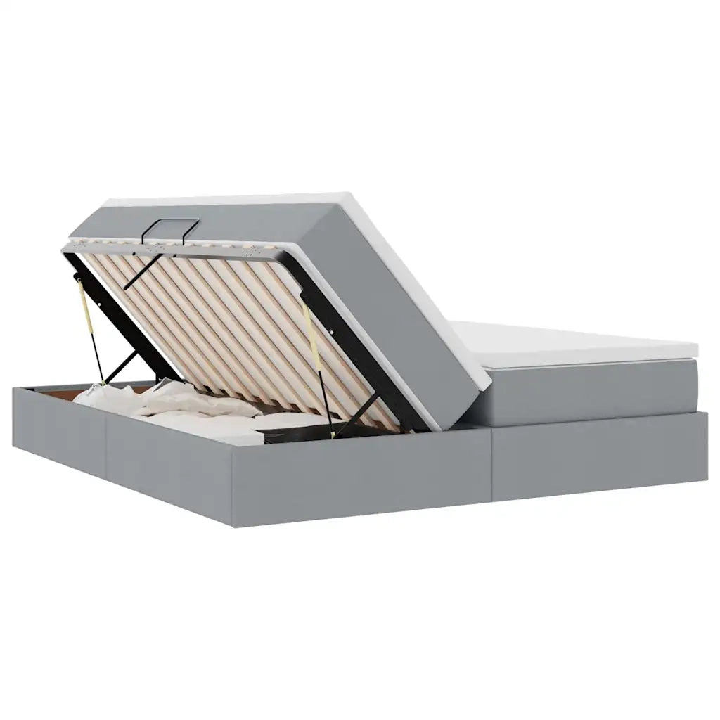 Letto con contenitore e materasso Grigio chiaro 200 x 200 cm 3370355