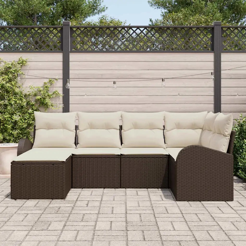 Set Divano da Giardino Marrone polyrattan