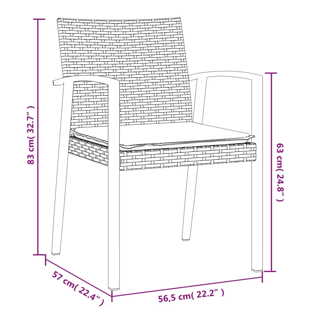 Set Pranzo da Giardino 5pz con Cuscini in Polyrattan e Acciaio 3186973