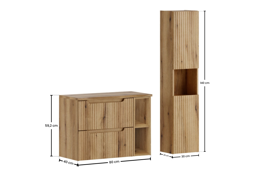 Set mobili bagno 80 cm con piano e Szafką wysoką Nova Coast Evoke 80 cm