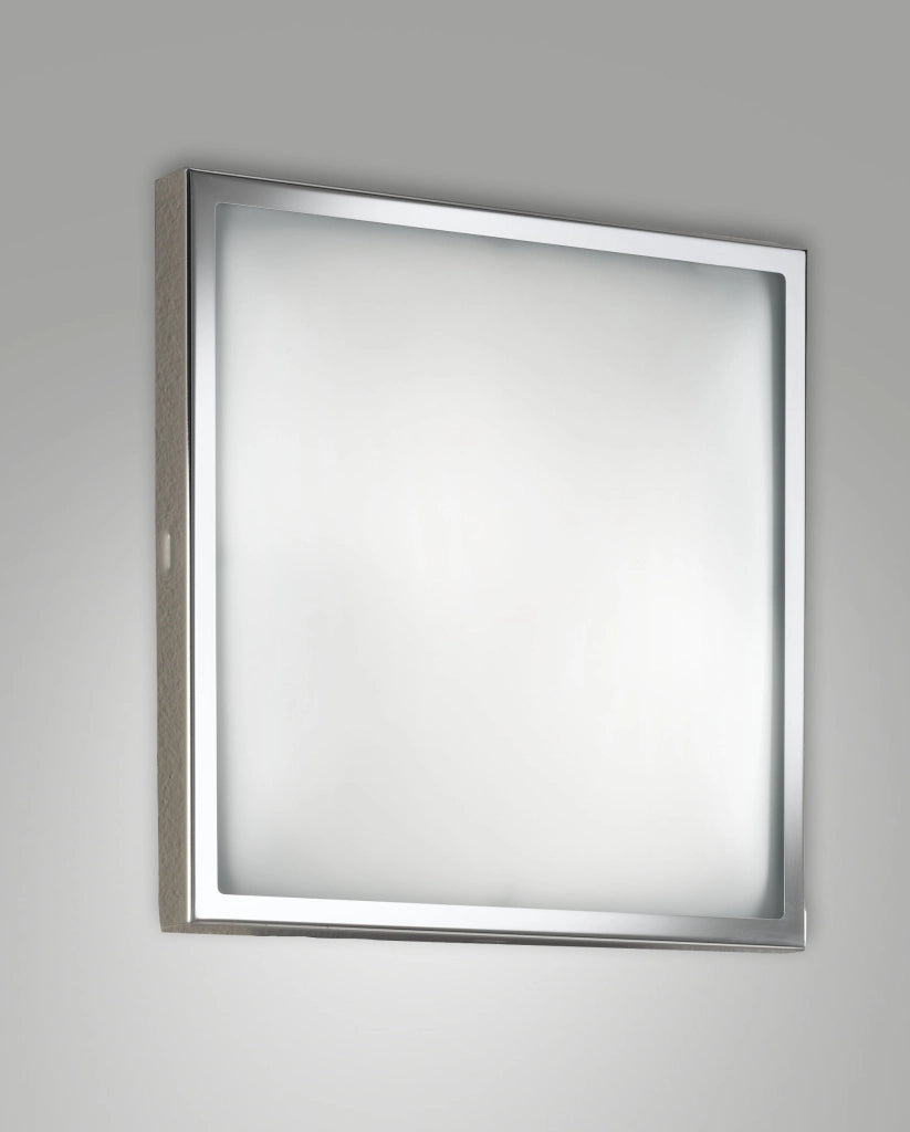 Osaka Plafoniera LED 30x30 cm 12W 1100lm 3000K Warm White Cromo Struttura in Metallo e Vetro - Design Moderno per Illuminazione Interni