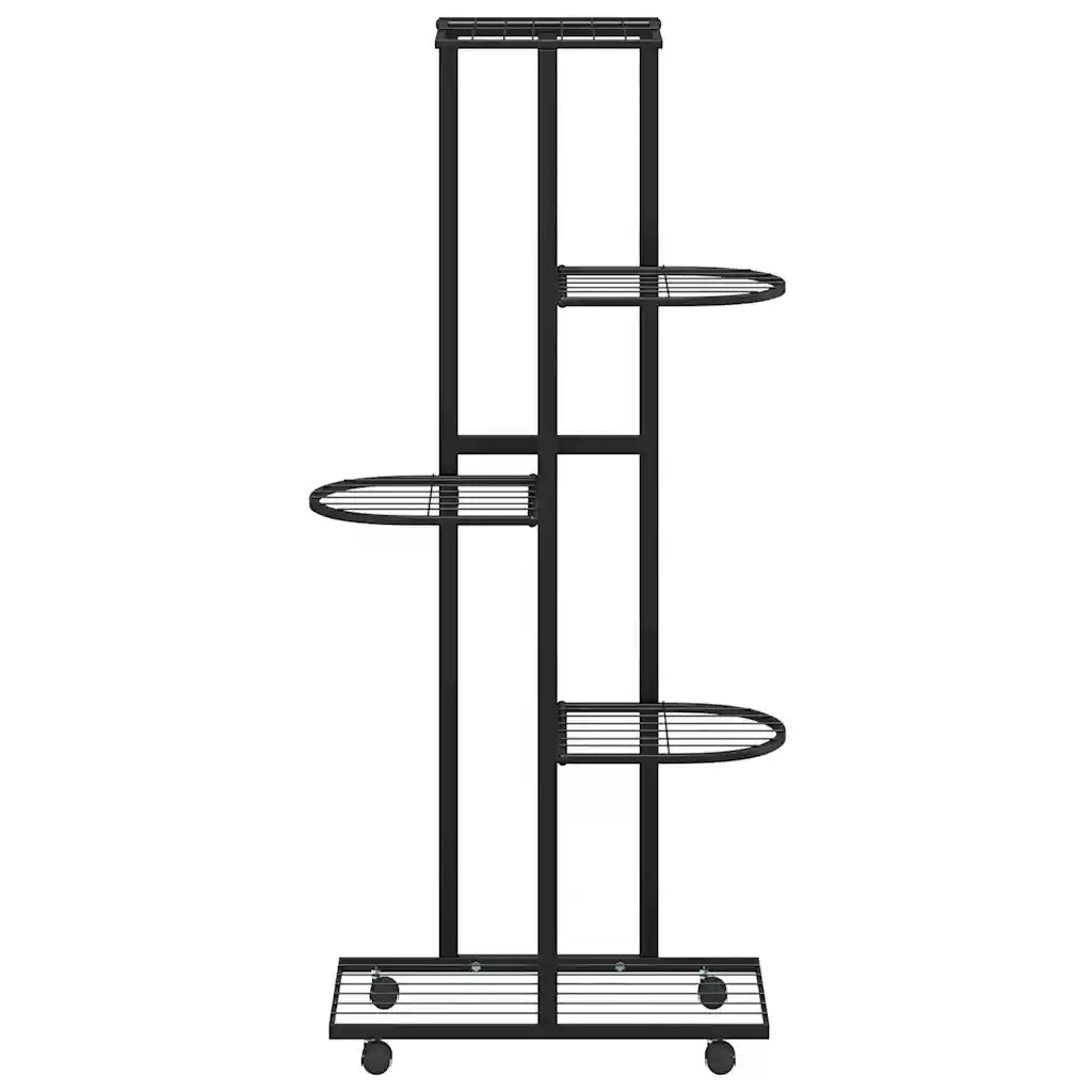Fioriera a 5 Piani con Ruote 44x23x100 cm Ferro Nero 343117