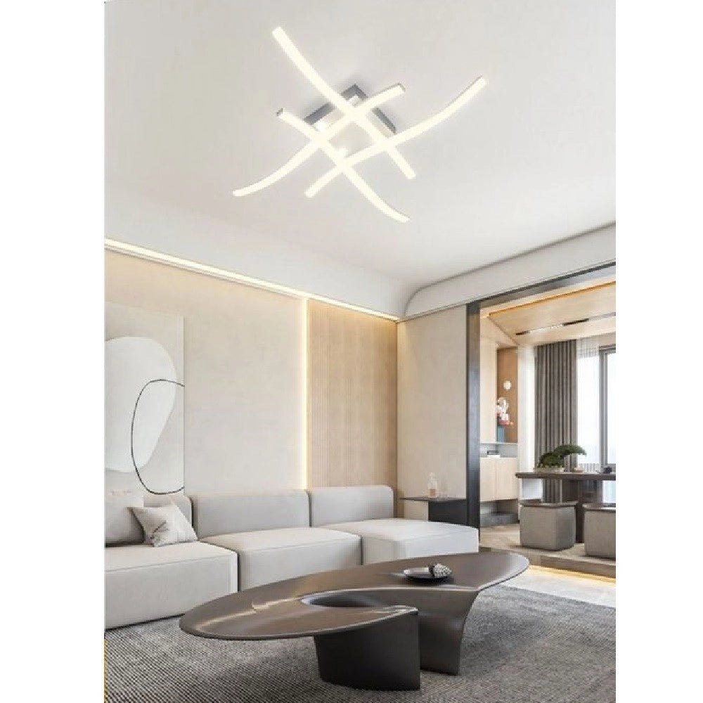 Trade Shop - Plafoniera Moderna Led Soffitto Con Bracci A Onda Luce Fredda Naturale Calda C05 -