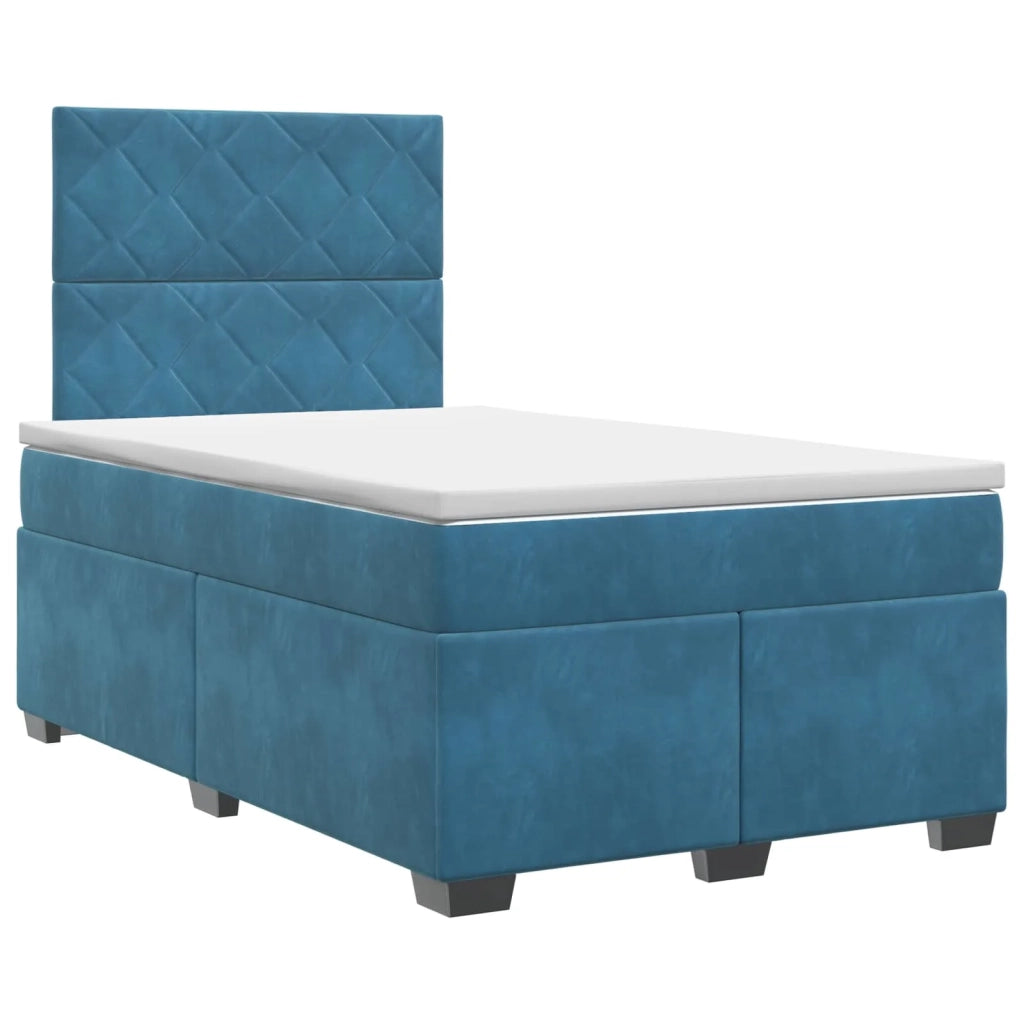 Letto box spring con materasso Blu 120 x 200 cm Velluto 3453630