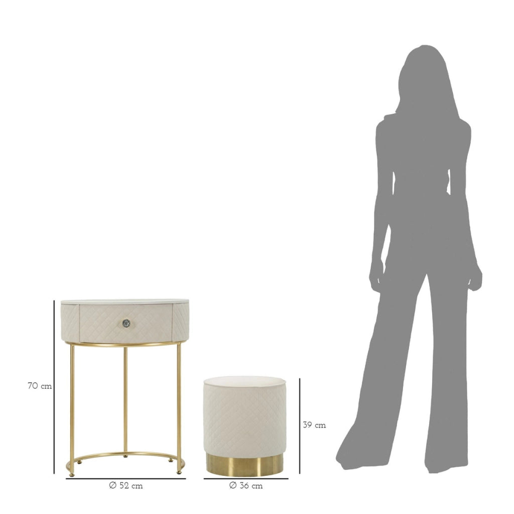 Comodino VKH755, Beige, Legno, 52x52x70 cm
