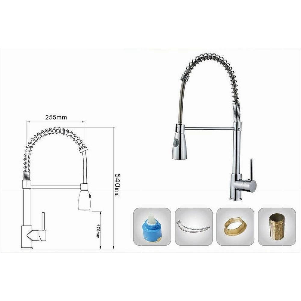 Trade Shop - Miscelatore Rubinetto Con Doccetta A Molla Canna Alta Isola Per Cucina 87464 -