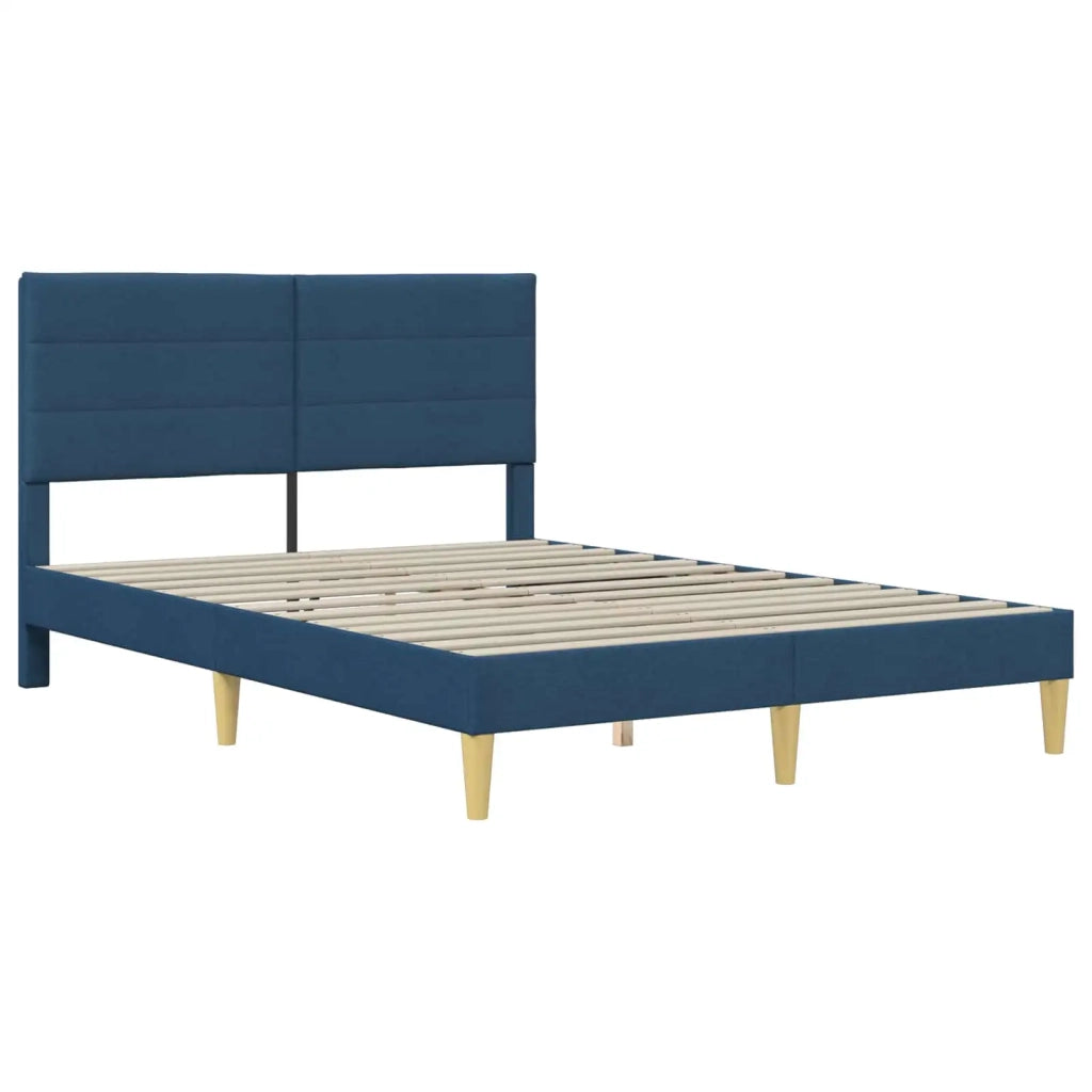 Letto matrimoniale | Letto per adulti | Struttura del letto con testiera Blu 140 x 200 cm Tessuto