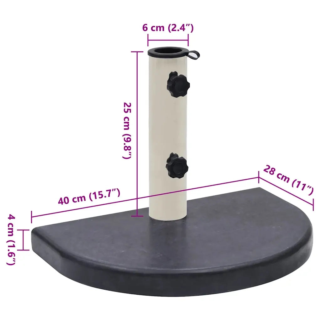 Base per ombrellone-Supporto per ombrellone Nera 40x28x4 cm in Granito
