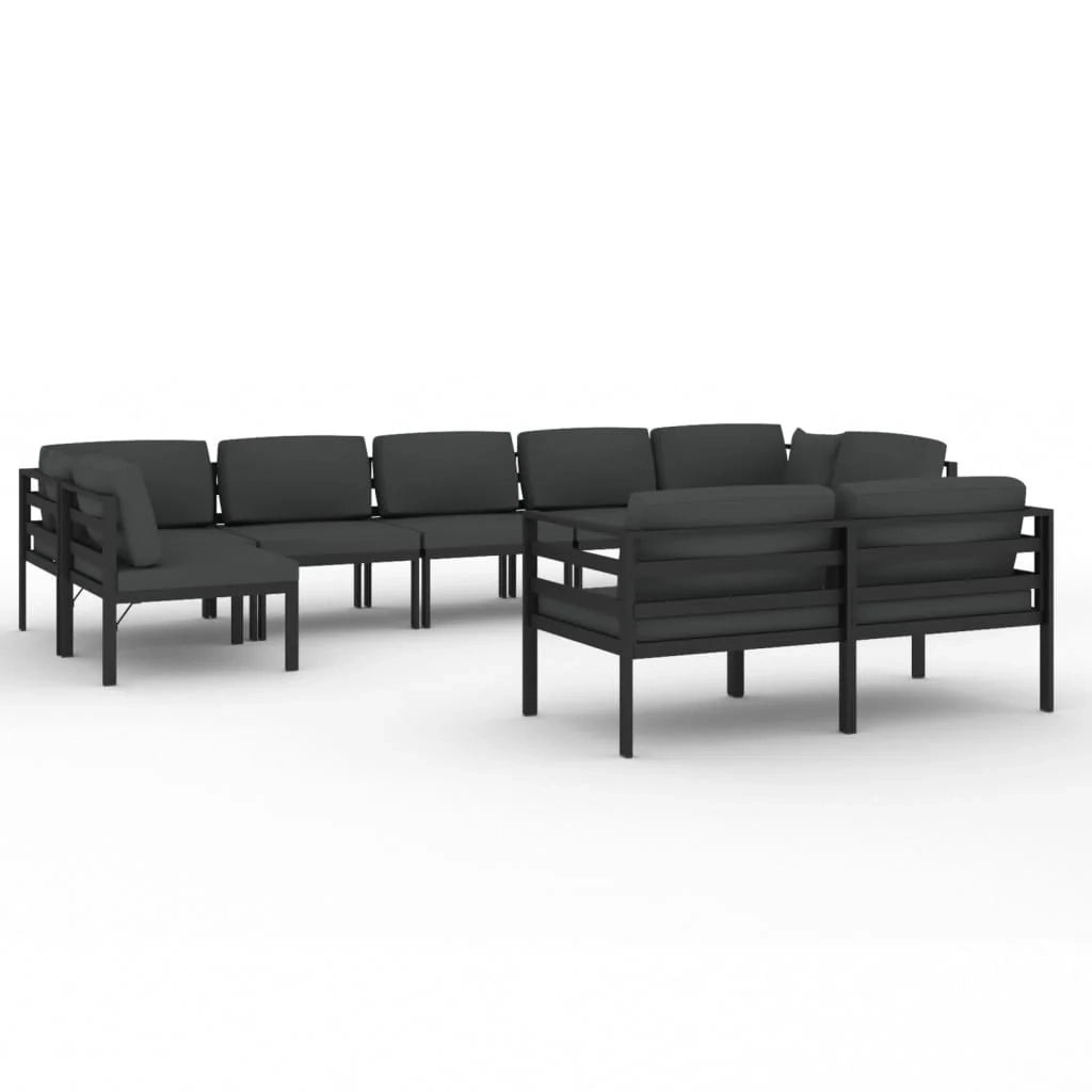 Set di mobili da giardino per esterni 9 pezzi con cuscini alluminio antracite 02_0017893
