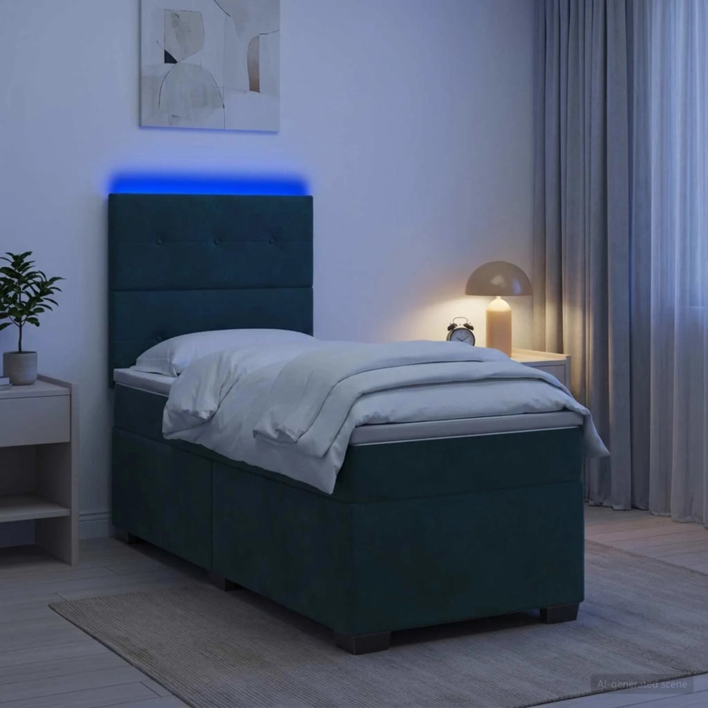 Letto box spring con materasso Verde Scuro 80 x 200 cm Velluto 3454997