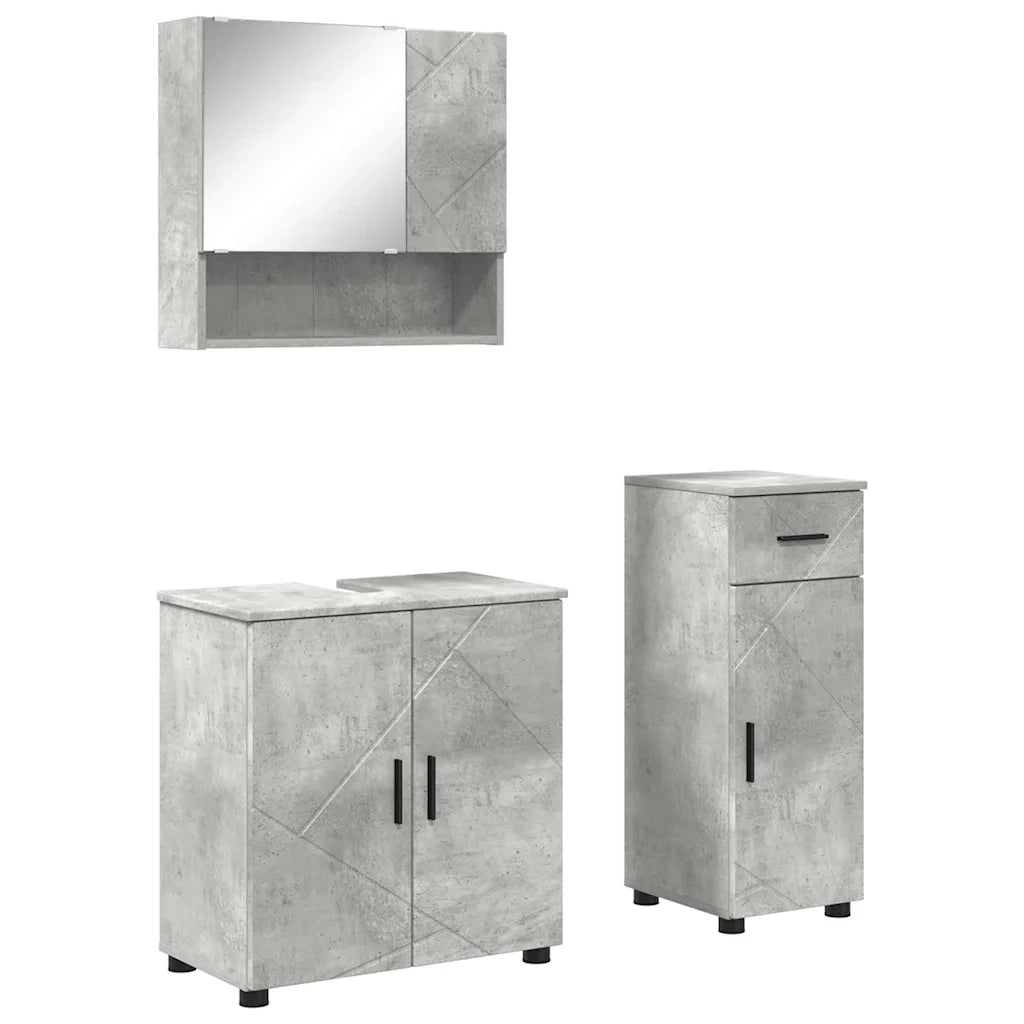 Set di mobili per il bagno con cassetto 3 pcs Grigio cemento