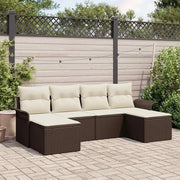 Set Divano da Giardino con cuscino 6 pcs Marrone Poly Rattan