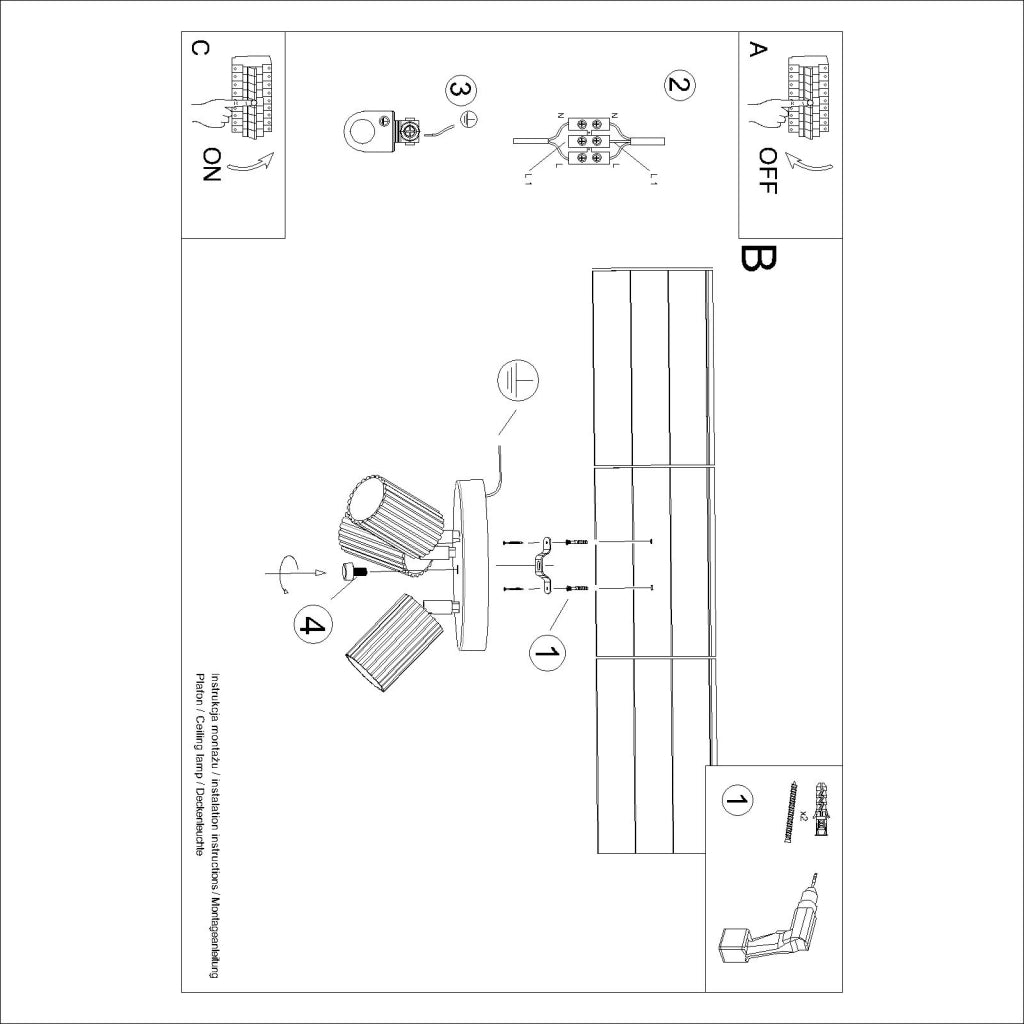 Lampada da soffitto KARBON 3P taupe