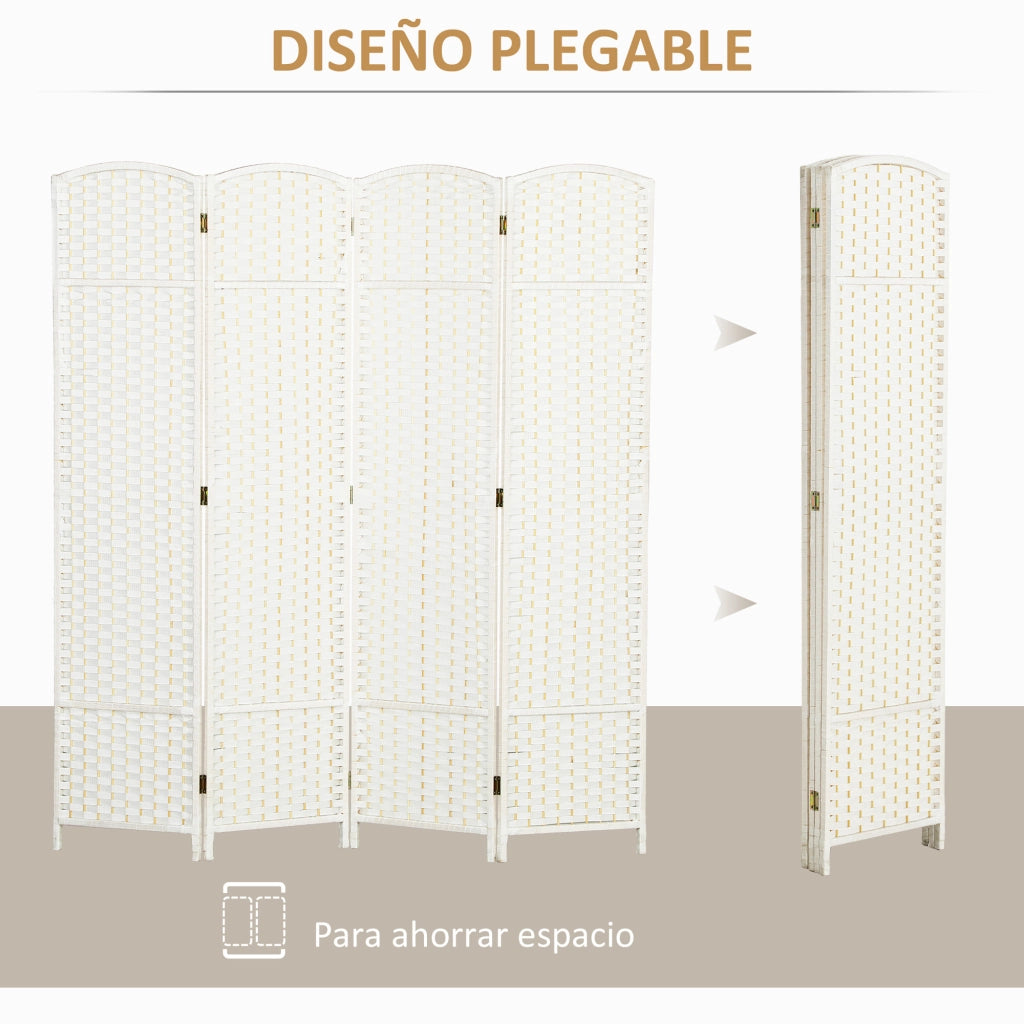 Biombo Pieghevole 4 Pannelli ¨C Minimal ¨C Bianco 160x170 cm