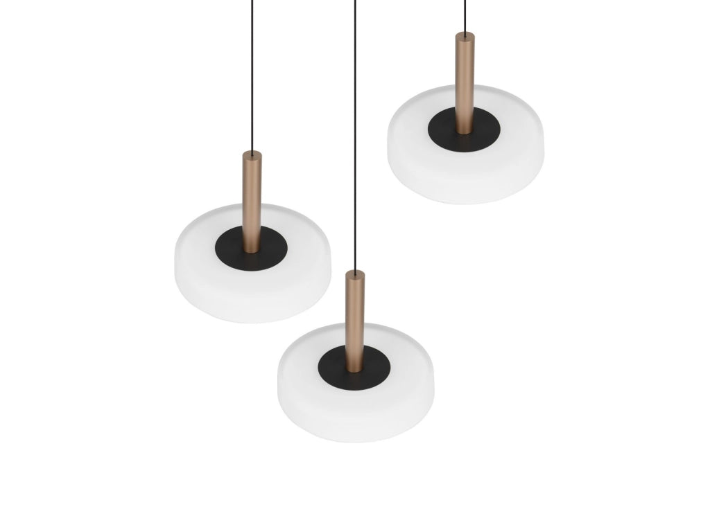 Sospensione LED Trio Celeste Ø35 bronzo 3 luci calda