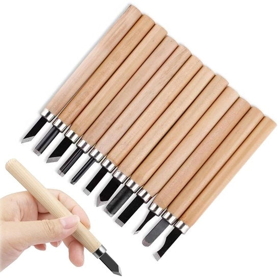 Set di Snidatrici per Legno - 12 Pezzi di Mini Snidatrici in Set - Attrezzi per Snidare Legno - Ideale per Principianti e Professionisti - Incluso