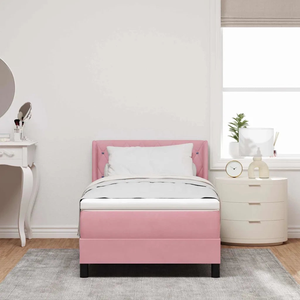 Letto a molle con materasso Rosa 200 x 100 cm Poliestere