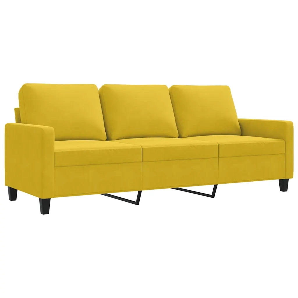 Divano a 3 Posti-Sofa 3 Posti Giallo 180 cm in Velluto 728082