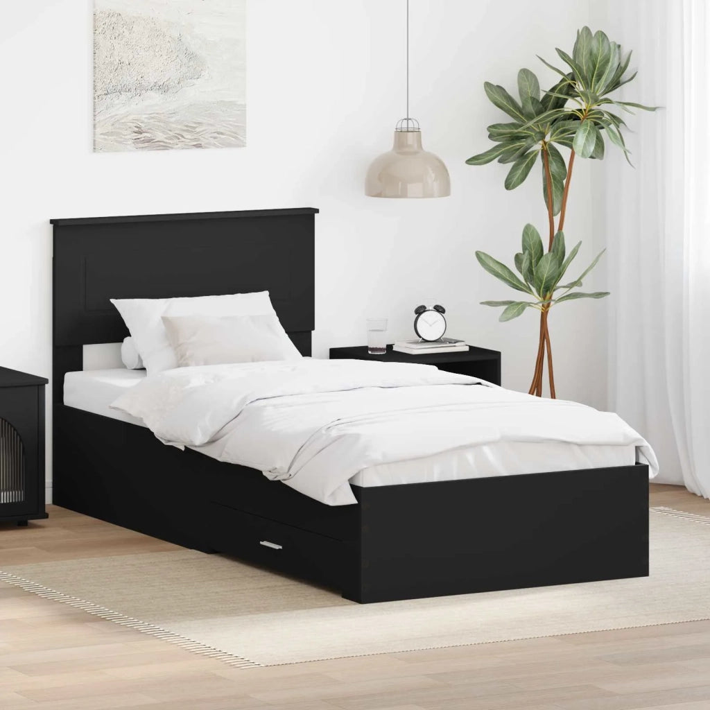 Struttura del letto con testiera Nero e Argento 75 x 190 cm