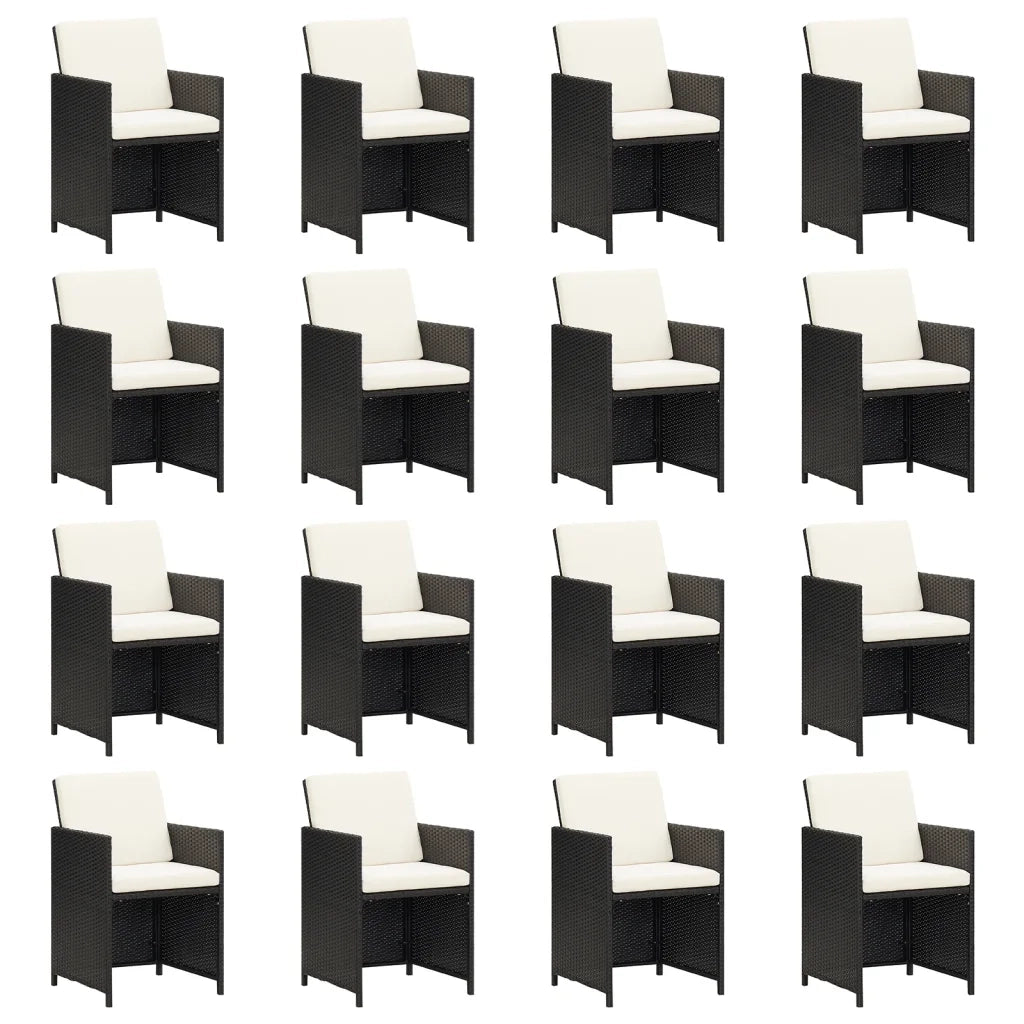 Set da Pranzo da Giardino 21 pz con Cuscini in Polyrattan Nero 3095669