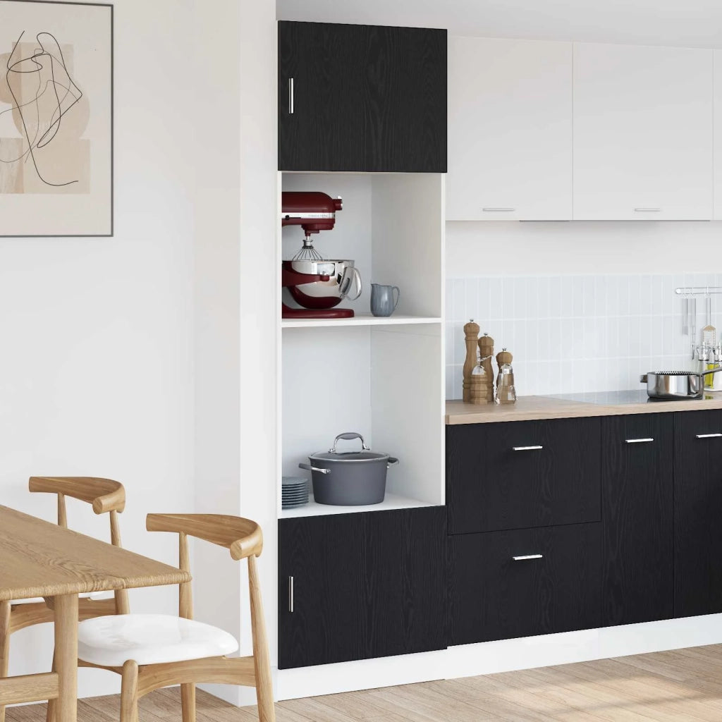 Armadio pensile | Mobile da Cucina Rovere Nero 60 x 57 x 207 cm Legno multistrato