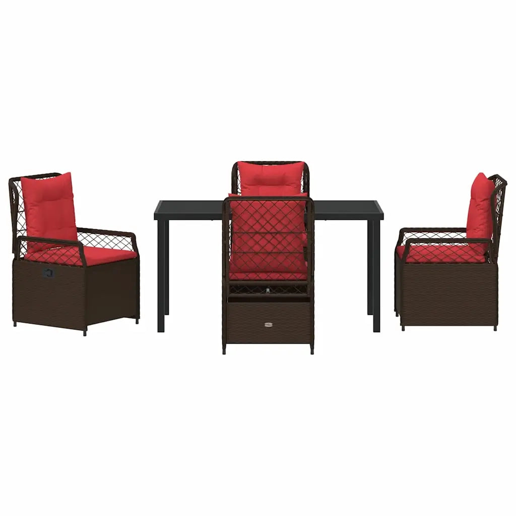 Set da Pranzo per Giardino 5 pcs Marrone polyrattan 3381046