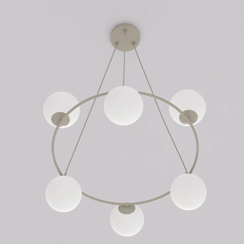 Lampada a sospensione AZURA 6xE14 beige/bianca Emibig