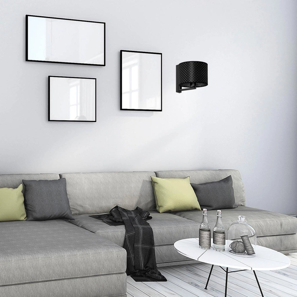Applique Lampex Prias 1 luce tessuto nero/argento E27