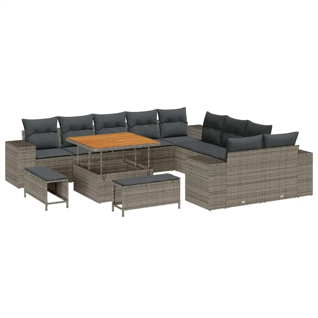 Set Divano da Giardino con cuscino 13 pcs Grigio polyrattan 3364008