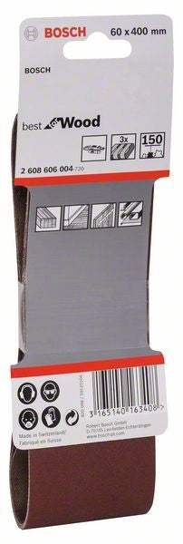 2608606004 - Set di nastri abrasivi da 3 pz. X440 60 x 400 mm, P150, BEST for LEGNO+VERNICE