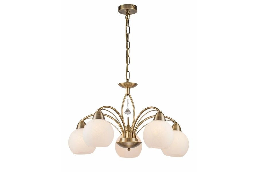 Lampadario Vanity ottone con cristallo 5xE27 Reality