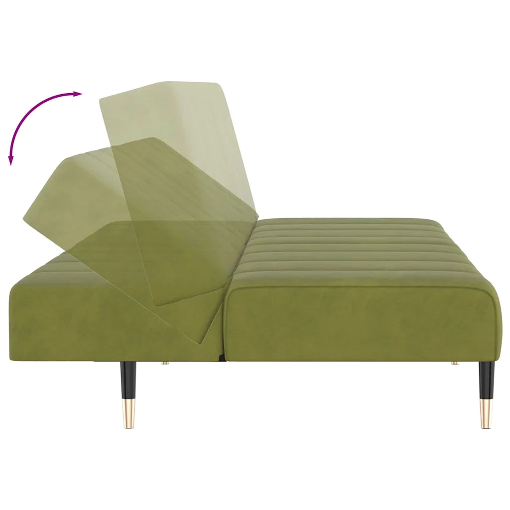 Divano Letto a 2 Posti-Sofa Letto 2 Posti-Daybed Verde Chiaro in Velluto 268788
