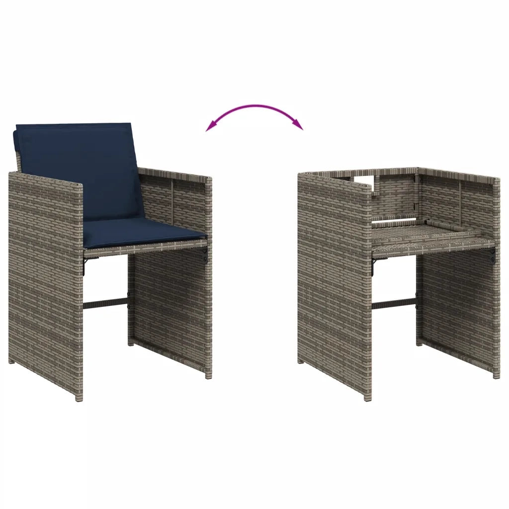 Set da pranzo da giardino da 9 pz con Cuscini in Polyrattan Grigio 3278052