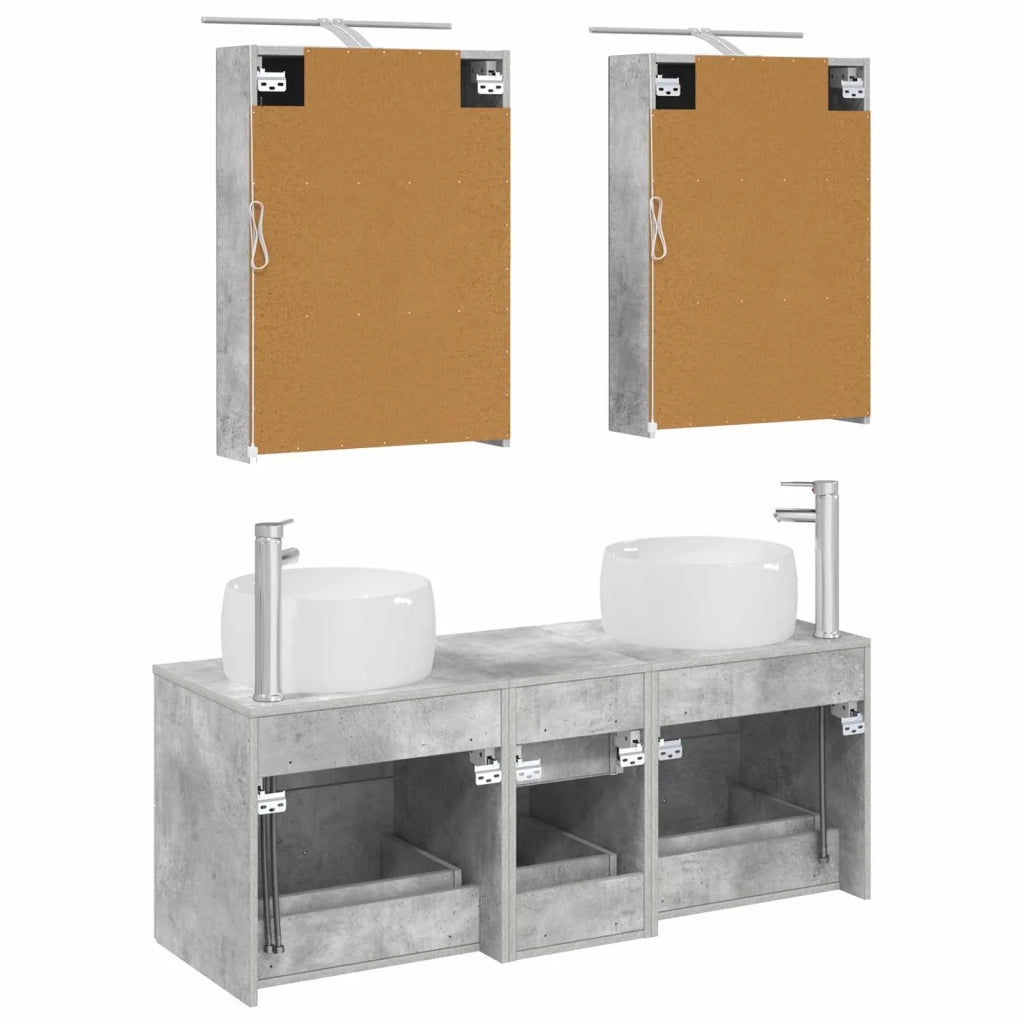 Set di mobili per il bagno 5 pz Grigio Cemento 3407034