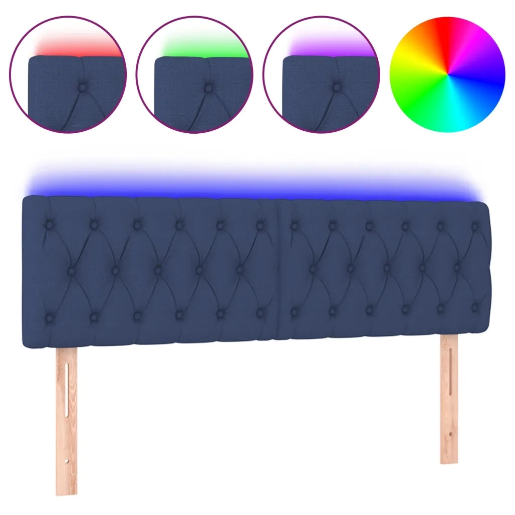 Testiera a LED-Testata con LED Blu 160x7x78/88 cm in Tessuto