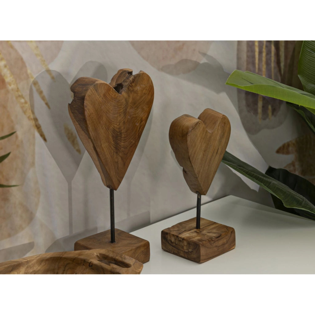 Scultura Cuore 9, Marrone, Legno, 15x10x35 cm