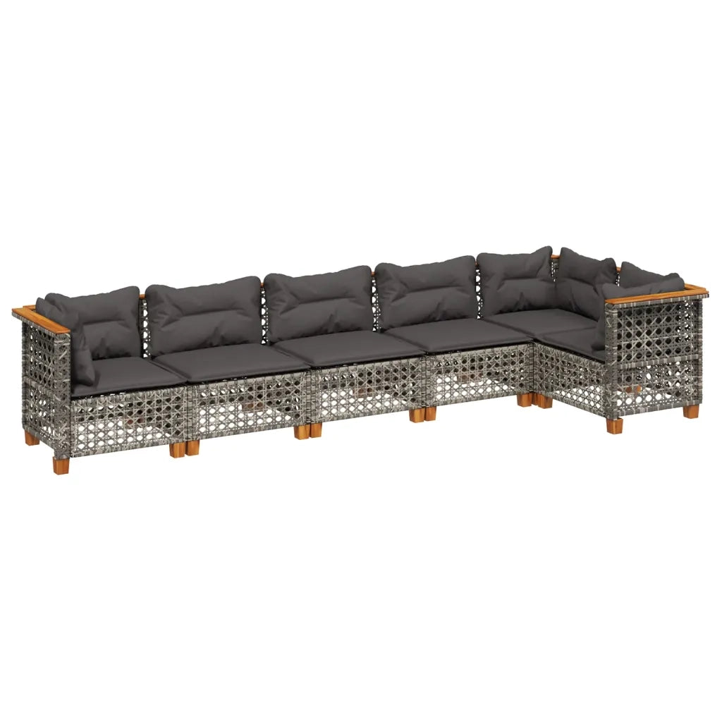 Set Divano da Giardino 6 pz con Cuscini Grigio in Polyrattan 3261849