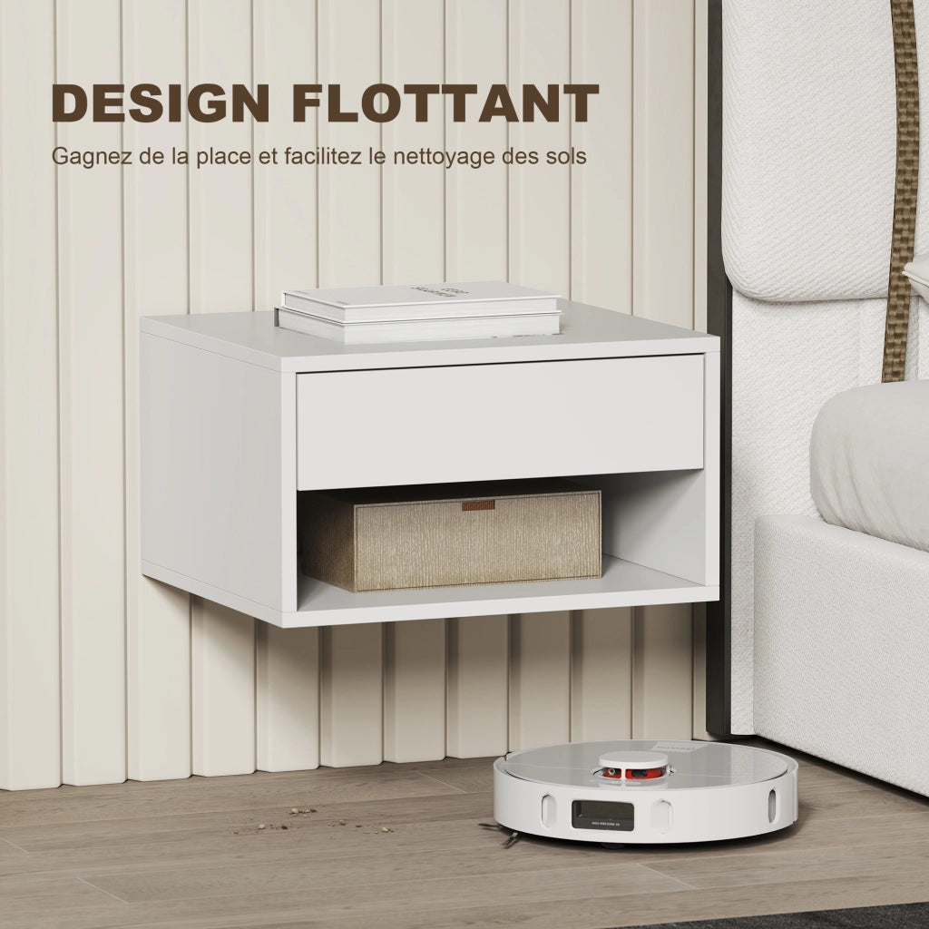 Comodino a muro ¨C zephmum ¨C bianco 37x32x21