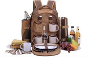 Set da picnic per 4 persone con contenitore refrigerante, servizio da tavola e coperta.