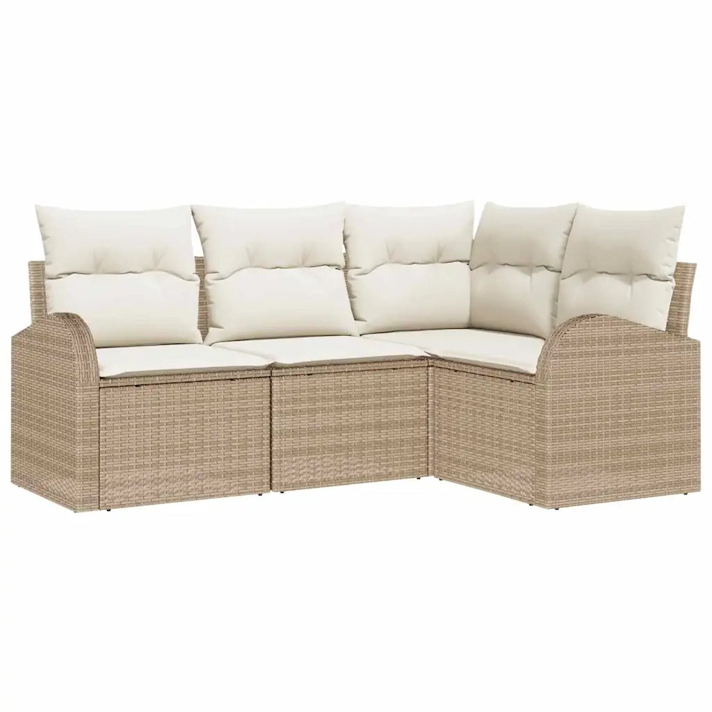 Set Divano da Giardino 4 pcs Beige e Bianco polyrattan