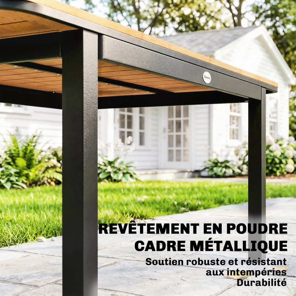 Tavolo da Giardino 6 Persone ¨C zephmum ¨C Legno Composito, Metallo, 127x70cm, Marrone